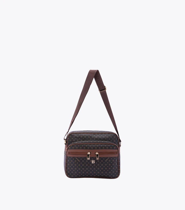 Stylish Polyester Crossbody Bag for Women with Multiple Zippered Pockets and Adjustable Strap
