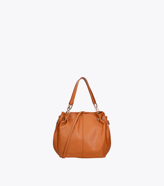 Vintage Leather Shoulder Bag for Women with Double Sweep and Italian Handmade Design
