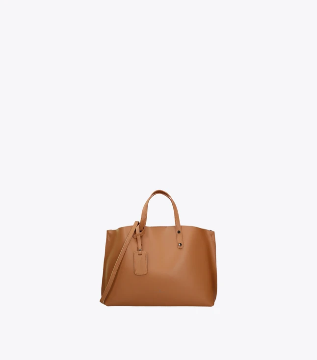 Minimalist Leather Tote Bag with Detachable Shoulder Strap for Everyday Use