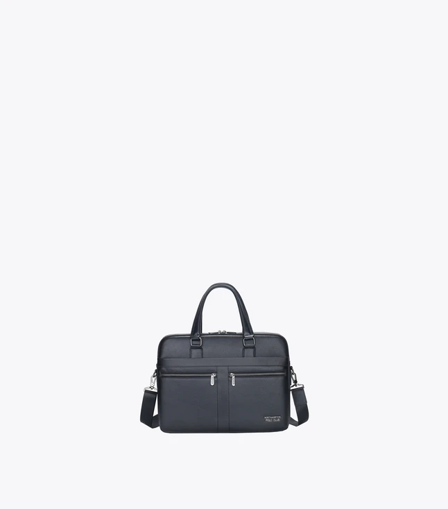Stylish Italian Leather Briefcase for Men with Multiple Pockets and Adjustable Strap
