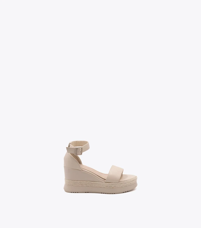 Minimalist Leather Ankle Strap Wedge Sandal Espadrille Platform Daywear
