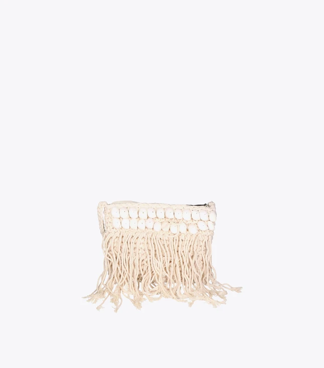 Boho Handwoven Cotton Shoulder Bag with Fringes for Women Daily
