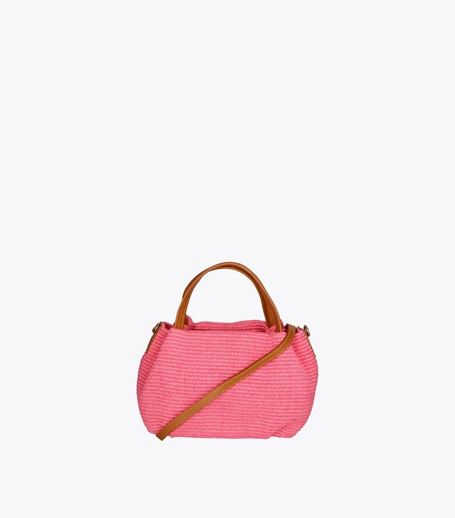 Stylish Straw and Leather Handbag for Women with Shoulder Strap
