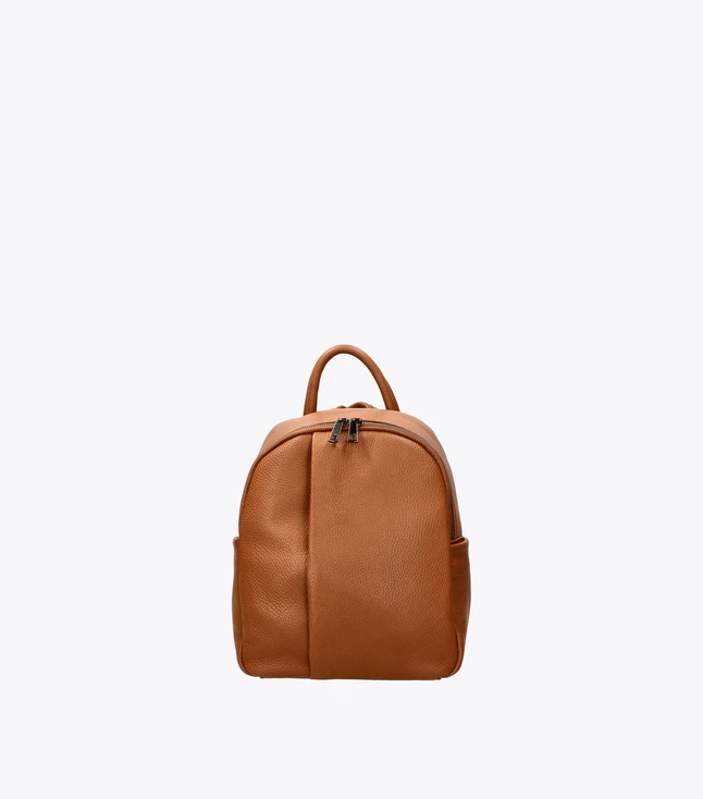 Stylish Italian Leather Backpack for Women with Top Handle and Front Pocket
