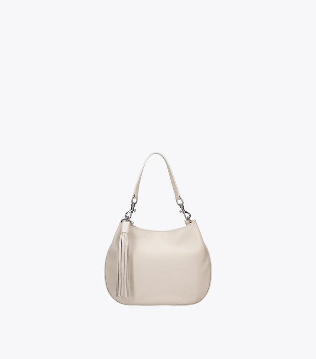 Stylish Italian Leather Shoulder Bag for Women with Multiple Zippered Compartments and Adjustable Strap
