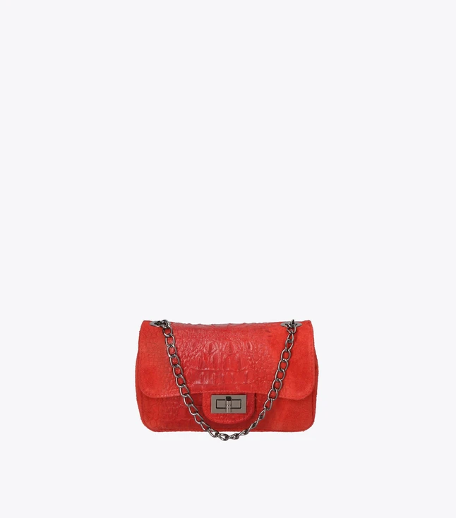 Elegant Leather Crossbody Bag for Women with Crocodile Embossed Texture
