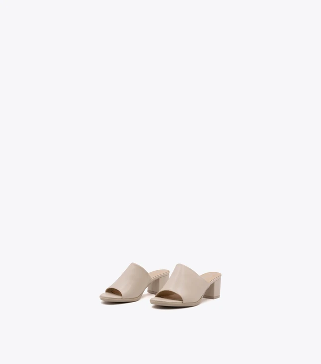 Block Heel Leather Mule Sandals All Day Wear