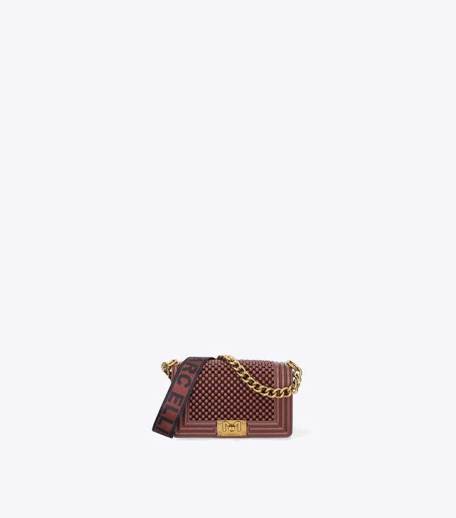 Elegant Leather Crossbody Bag with Chain Handle and Walker Closure for Women

