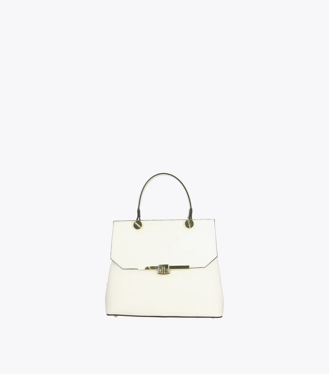 Elegant Leather Handbag for Women with Double Compartments and Removable Shoulder Strap
