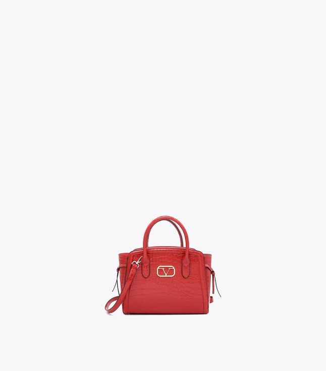 Crocodile Embossed Leather Satchel Bag for Everyday Office