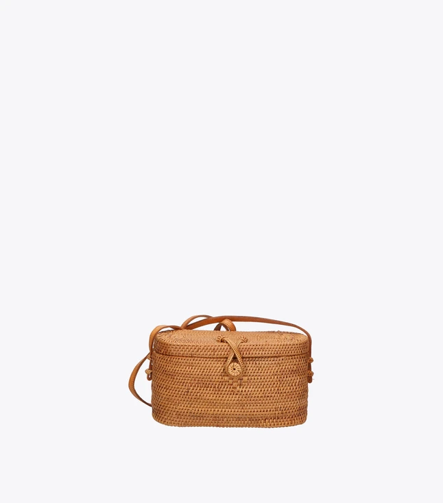 Boho Rattan Shoulder Bag Handmade with Rope Closure for Women Travel
