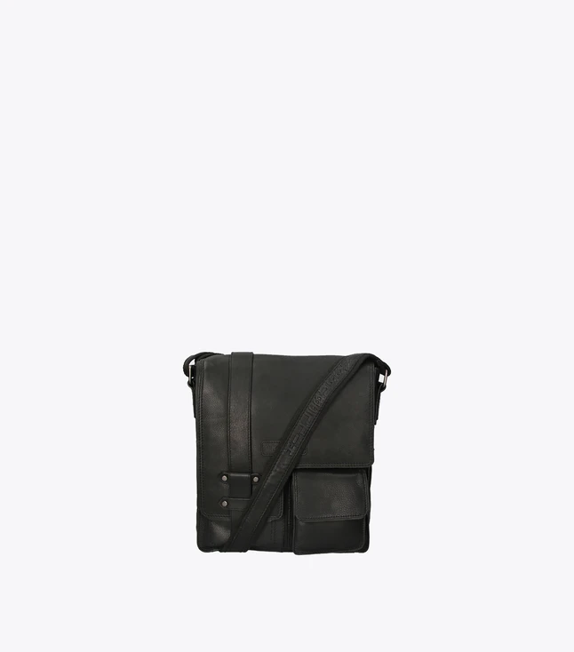 Vintage Leather Crossbody Bag for Men with Zip Closure and Adjustable Strap

