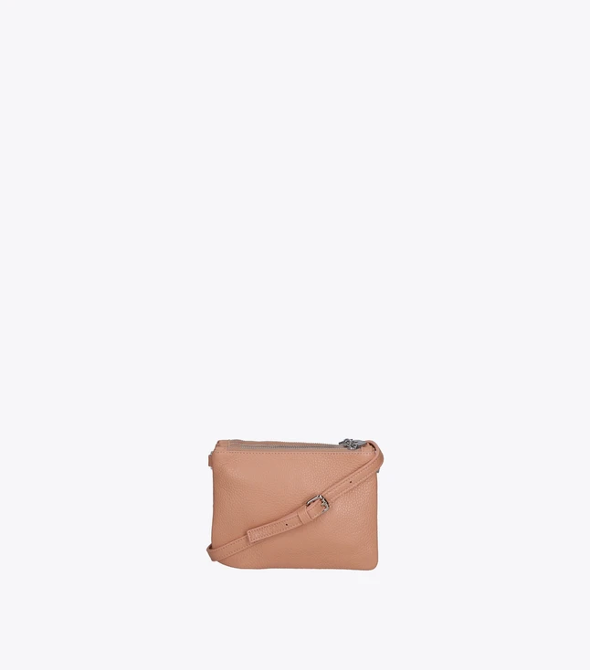 Vintage Leather Crossbody Bag for Women with Chain Strap and Zip Closure
