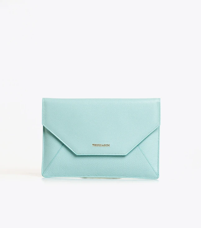 Trussardi Pebbled Leather Envelope Clutch for Evening Out