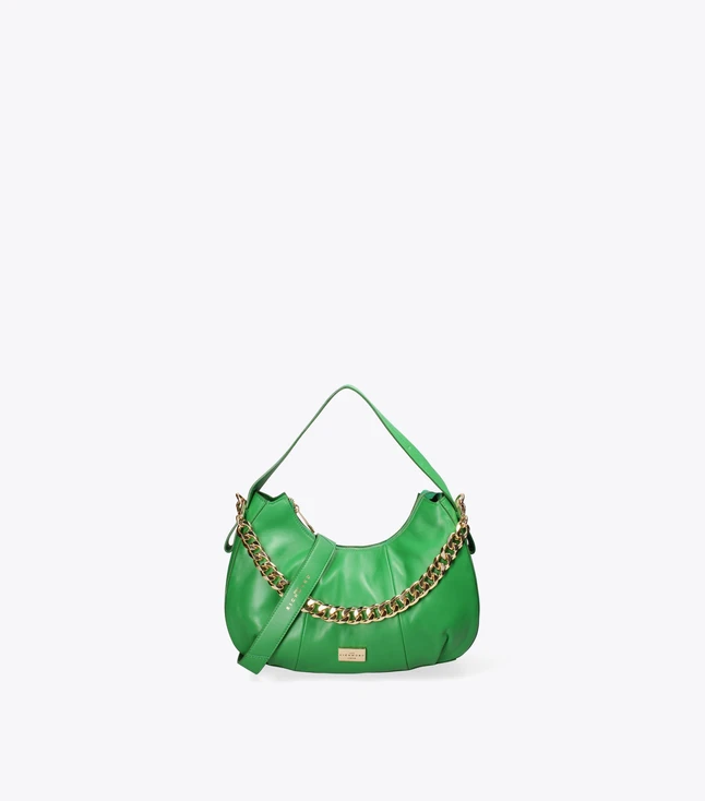Minimalist Leather Shoulder Bag with Zipper Closure and Adjustable Strap
