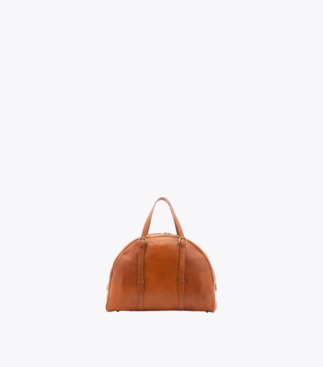 Vintage Leather Satchel with Flounce Closure and Multiple Pockets for Men
