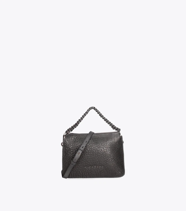 Stylish Italian Leather Shoulder Bag for Women with Zip Closure and Adjustable Chain Strap
