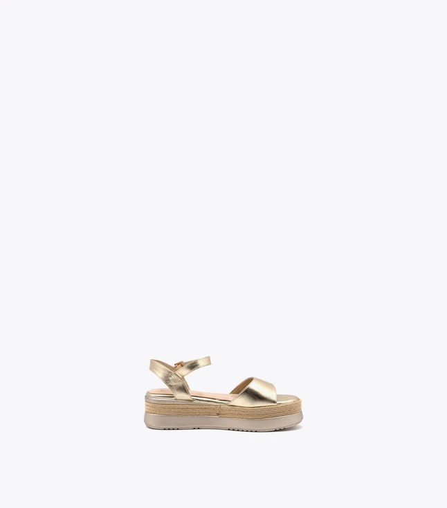 Metallic Leather Espadrille Platform Sandal for Everyday Wear