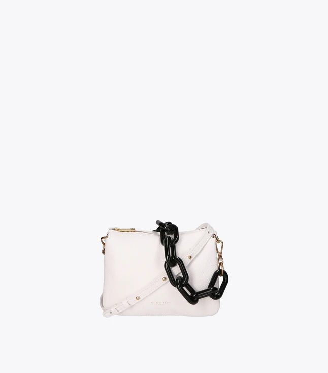 Vintage Leather Crossbody Bag for Women with Metal Logo Clamp
