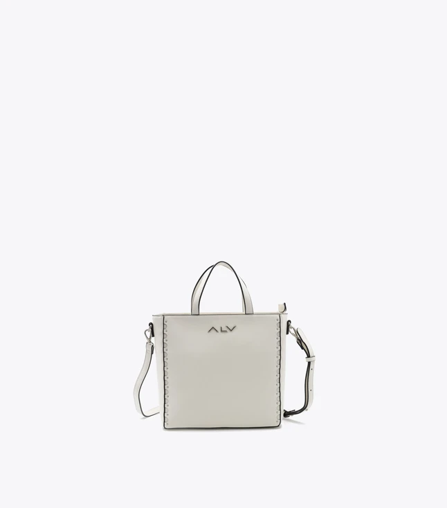 Boxy Leather Handbag with Top Handle And Removable Crossbody Strap