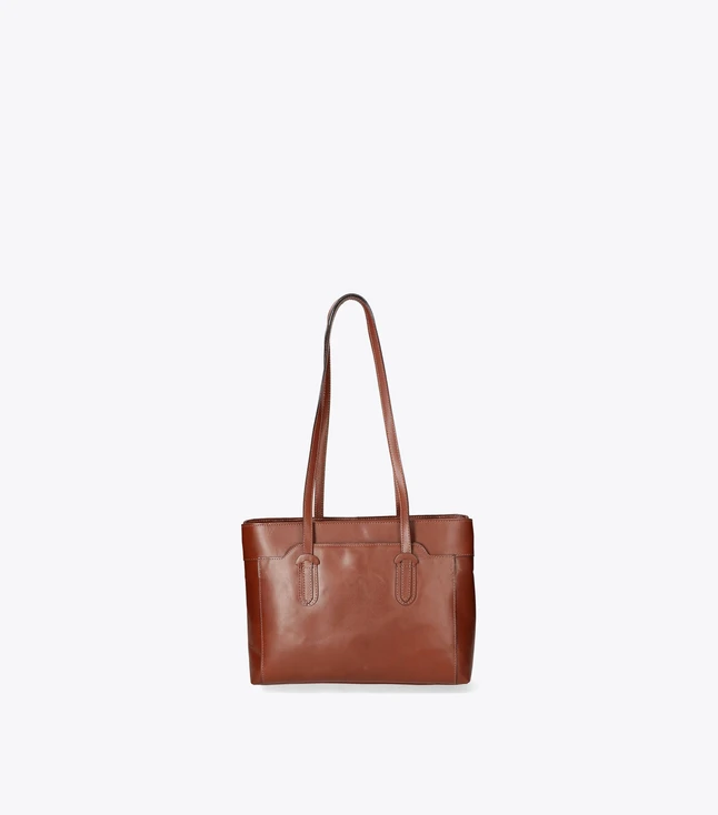 Stylish Italian Leather Tote Bag for Women with Double Handles and Multiple Pockets
