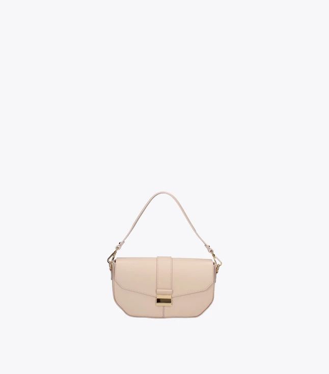 Minimalist Leather Shoulder Bag for Women with Zipper Closure and Adjustable Strap
