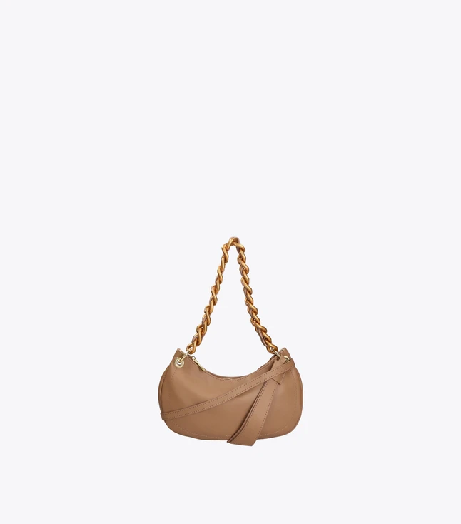 Minimalist Leather Crossbody Bag for Women with Chain Handle and Adjustable Shoulder Strap for Daily Use
