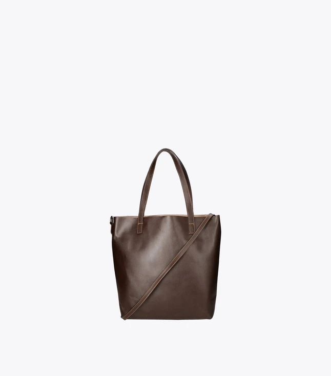 Elegant Leather Tote Bag for Women with Removable Shoulder Strap and Internal PU Pouch
