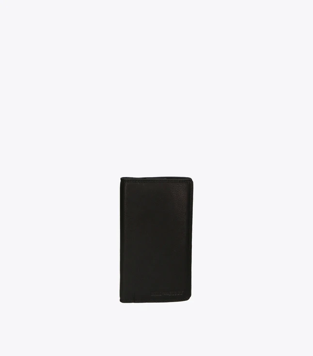 Minimalist Leather Wallet for Men with Magnetic Button Closure and Internal Compartments for Daily Use
