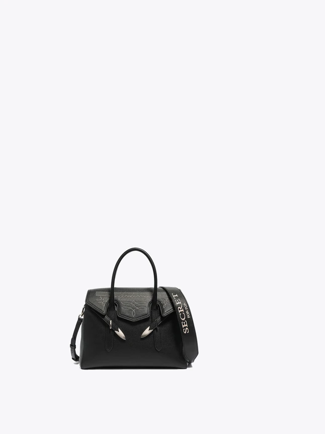 Grained Leather Top Handle Satchel With Distinctive Eye Detail For Modern Everyday Style
