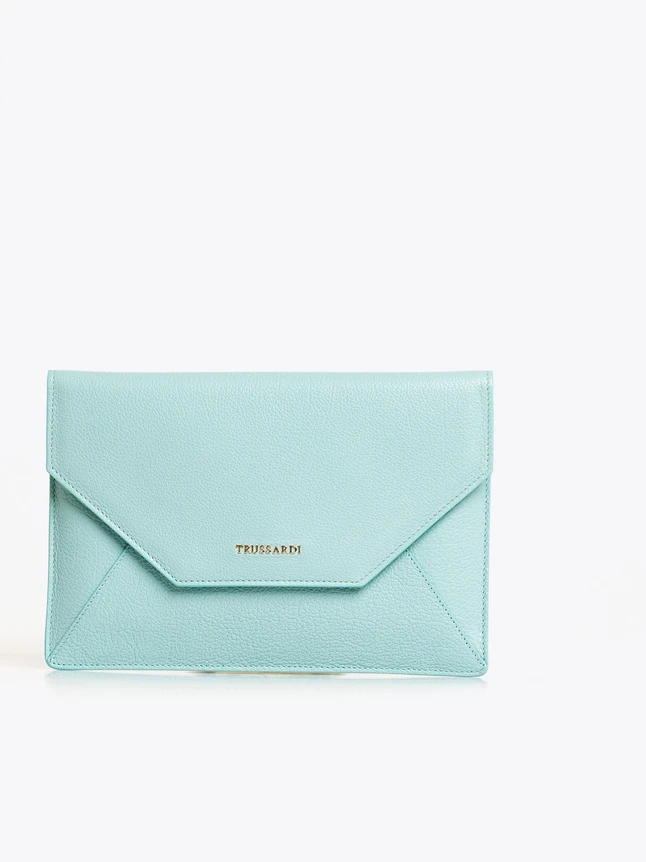 Trussardi Pebbled Leather Envelope Clutch for Evening Out