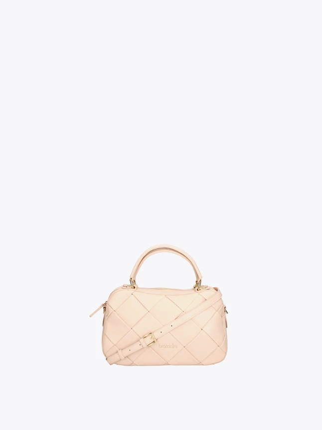 Quilted Leather Satchel Bag Top Handle Crossbody