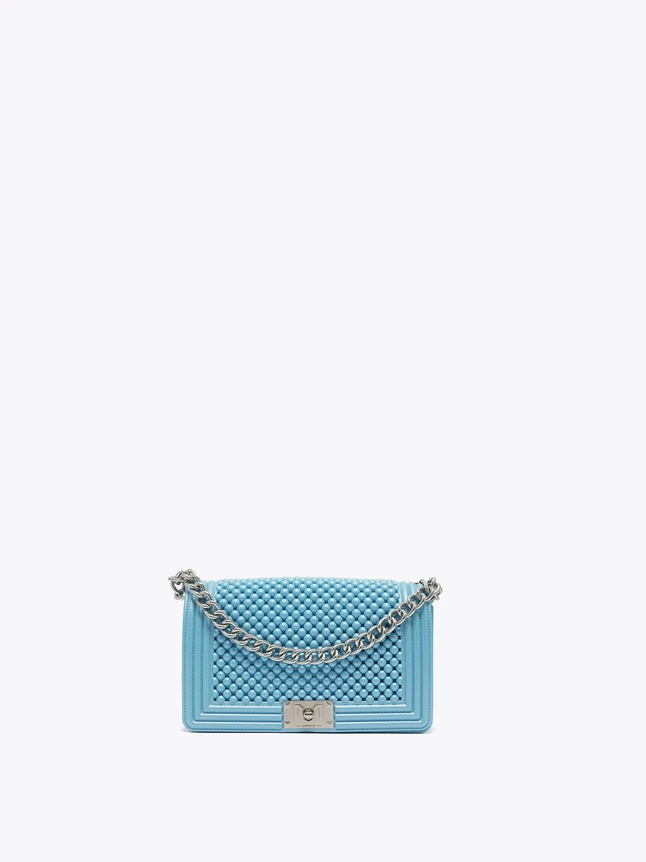 Quilted Leather Flap Bag with Chain Strap for Evening