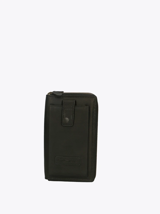 Minimalist Leather Zip Wallet Clutch with Front Card Slot for Daily Essentials