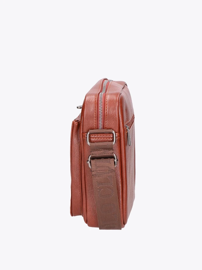 Modern Faux Leather Shoulder Bag with Logo Strap for Everyday Carry