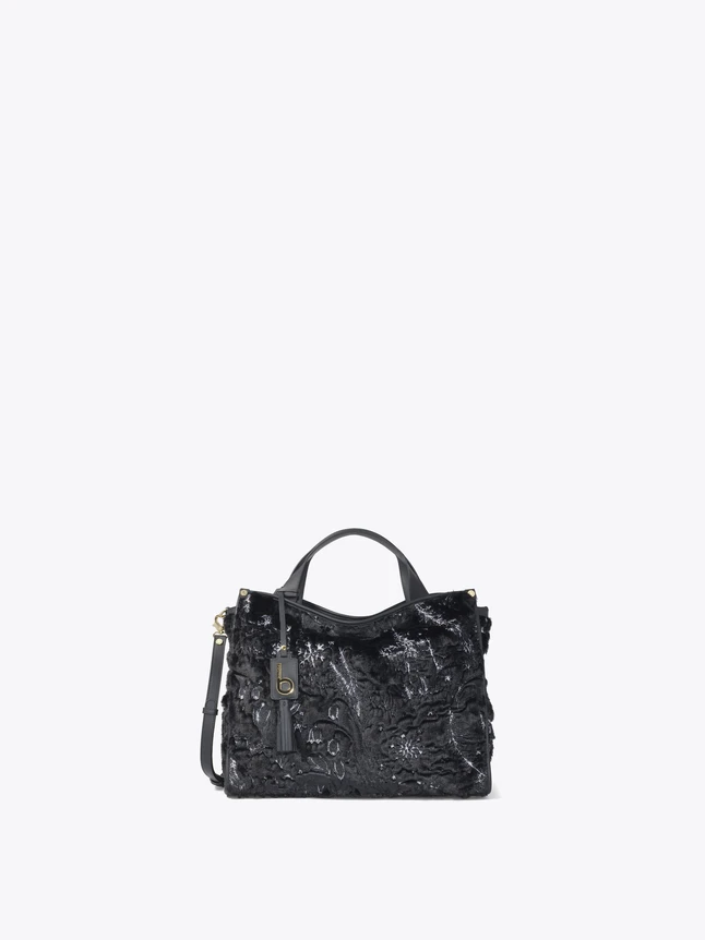 Textured Leather Top Handle Bag for Evening