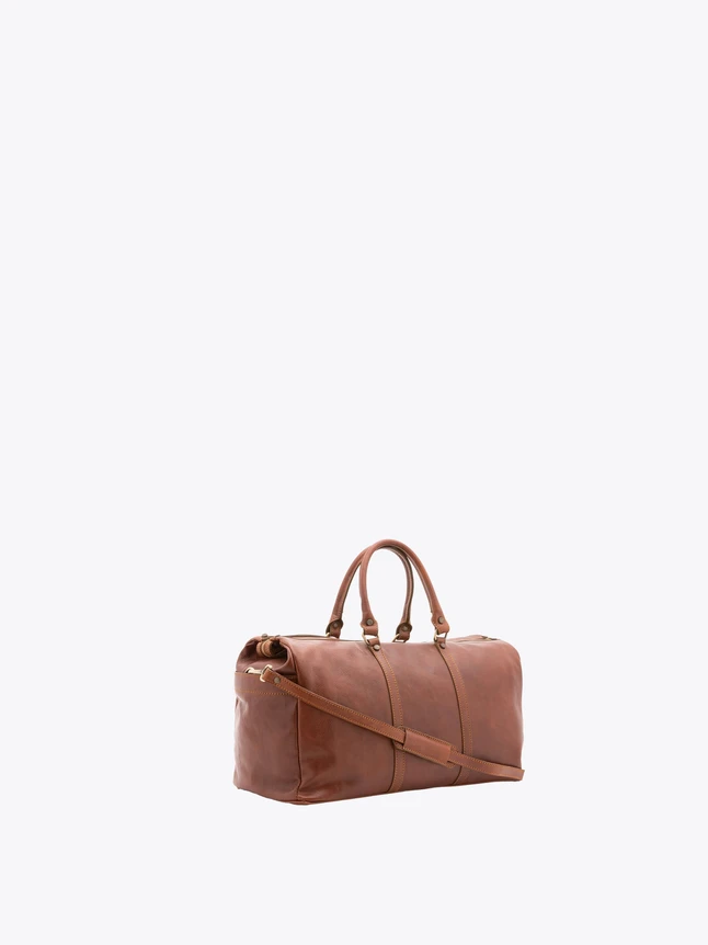 Classic Leather Weekender Duffle Bag for Travel