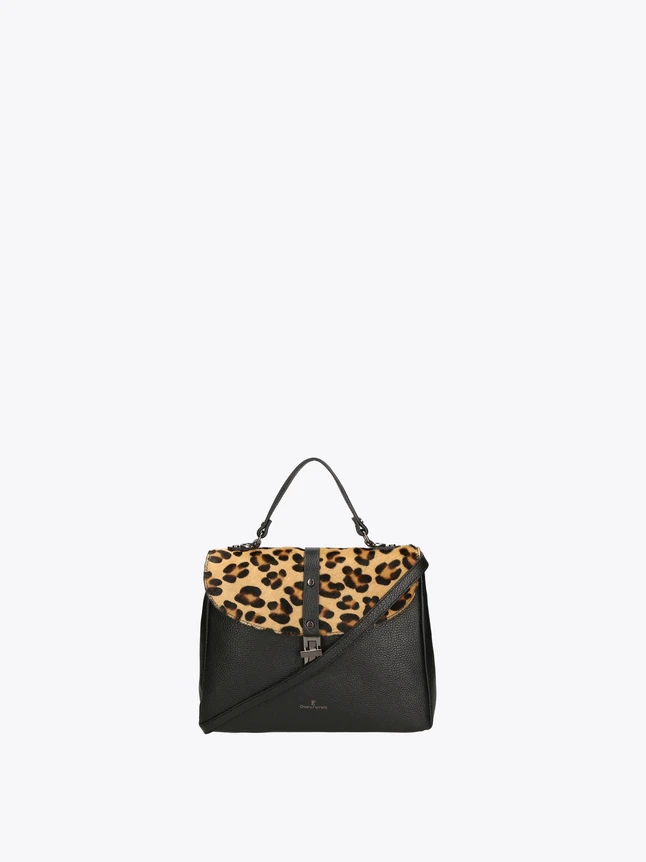 Leopard Print Leather Satchel Bag for Daily Use