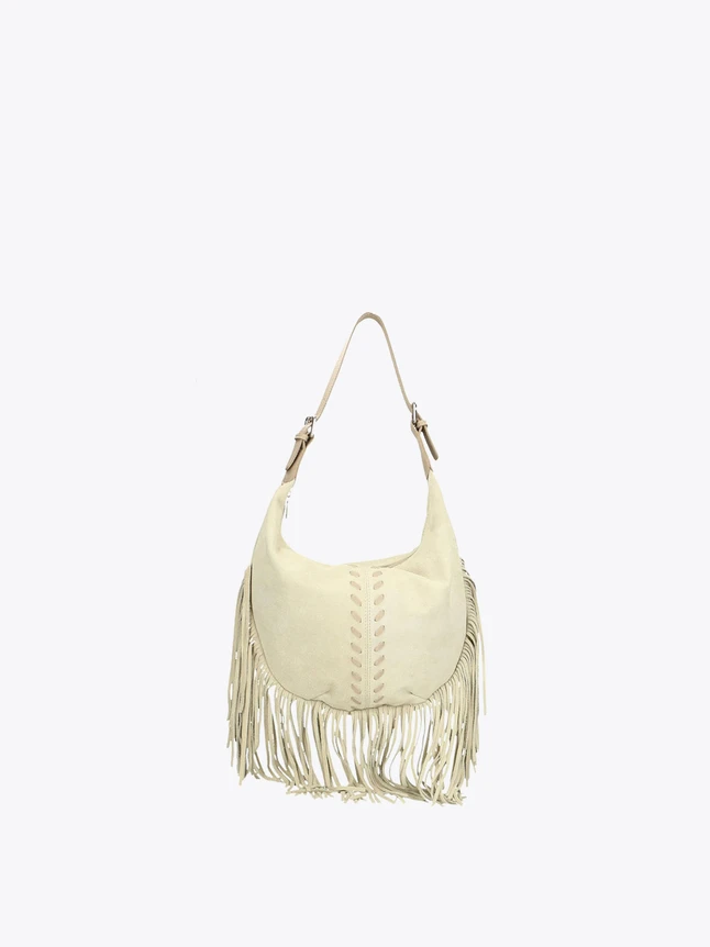 Boho Fringe Suede Hobo Shoulder Bag for Everyday Casual Use