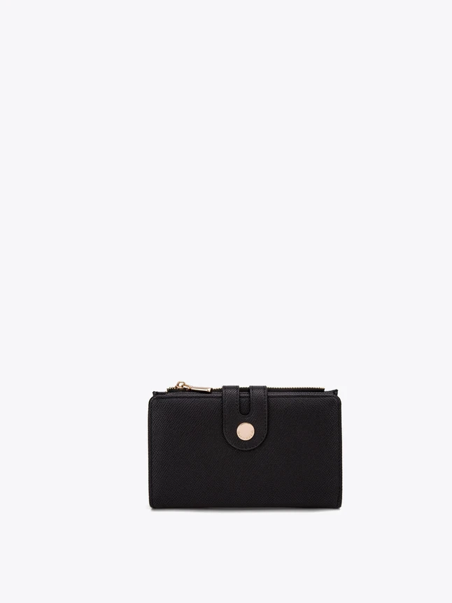 Minimalist Leather Wallet Clutch with Snap Closure for Daily Essentials