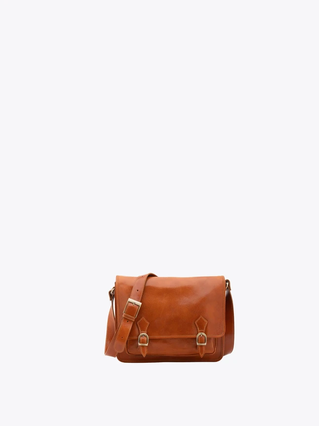 Classic Leather Satchel Bag Front Flap Buckles for Everyday Use