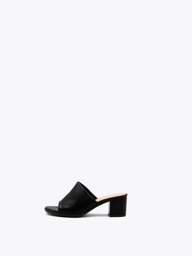 Leather Block Heel Mules Sandals for Everyday Wear