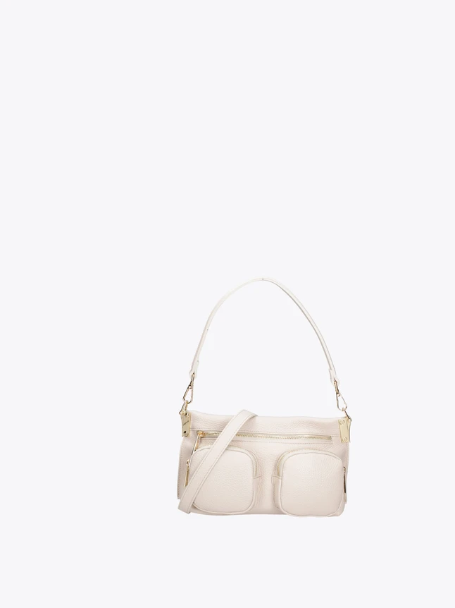 Pebbled Leather Multi Pocket Convertible Shoulder Bag For Daily Use