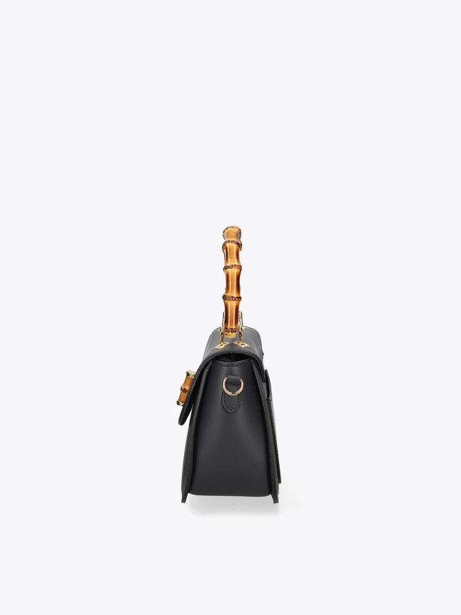 Sophisticated Leather Top Handle Bag with Unique Bamboo Clasp for Every Occasion.