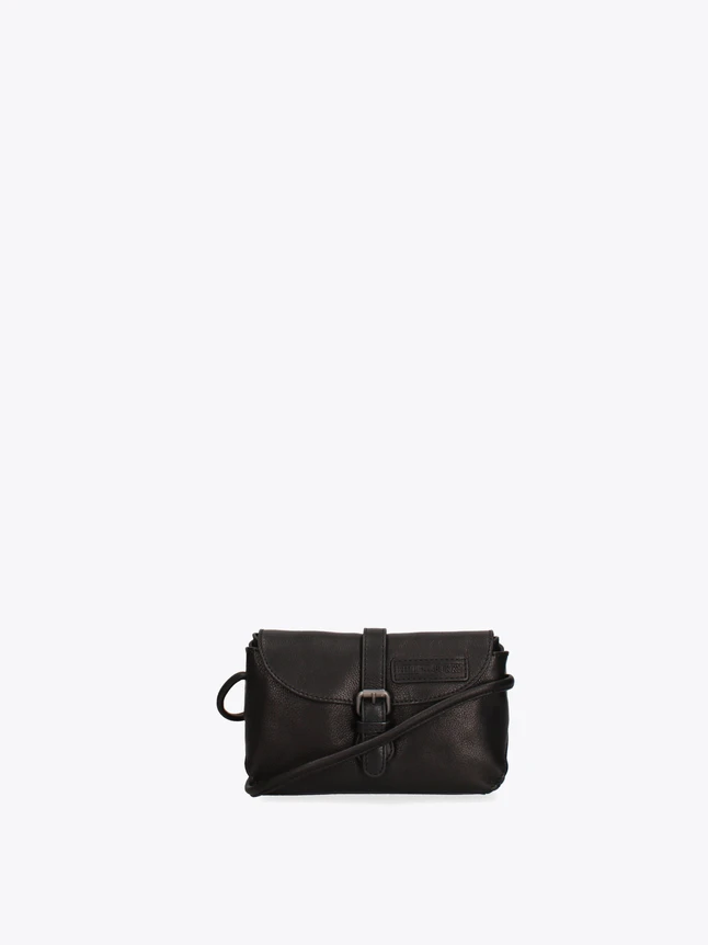 Leather Compact Crossbody Bag for Everyday Use with Buckle Flap