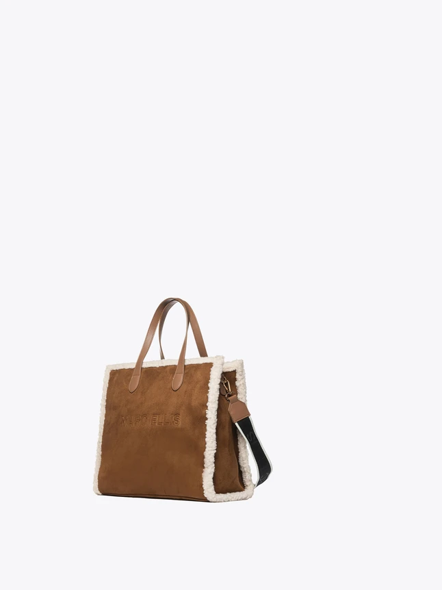Luxe Suede Shearling Tote Shoulder Bag for Chic Everyday Style