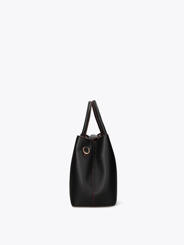 Refined Leather Top Handle Bag With Turn Lock For Business Essentials
