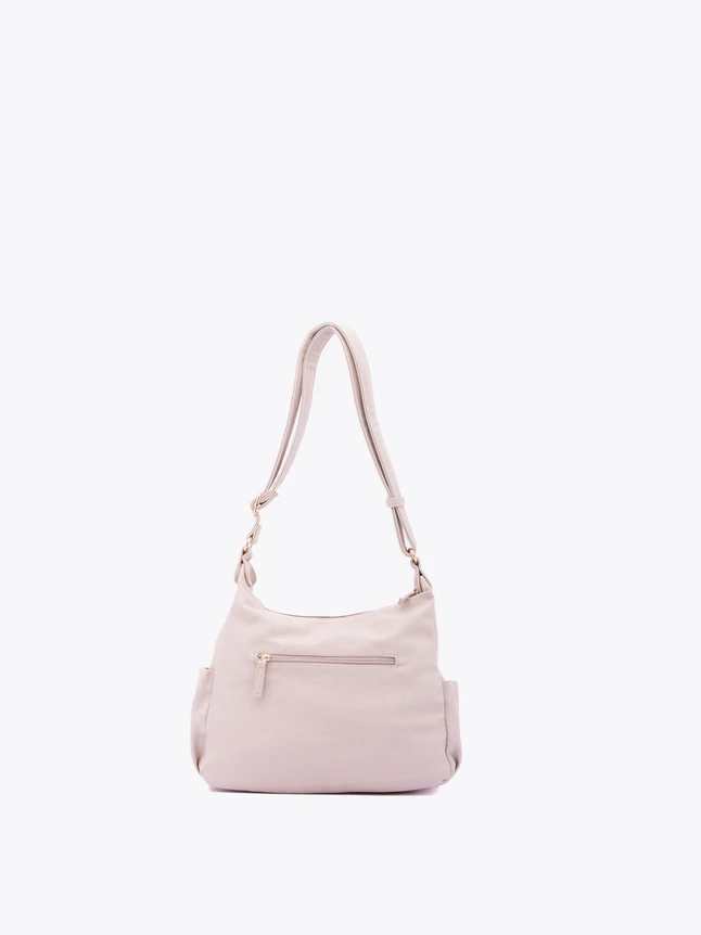 Casual Leather Shoulder Bag with Front Zip Pockets for Daily Use