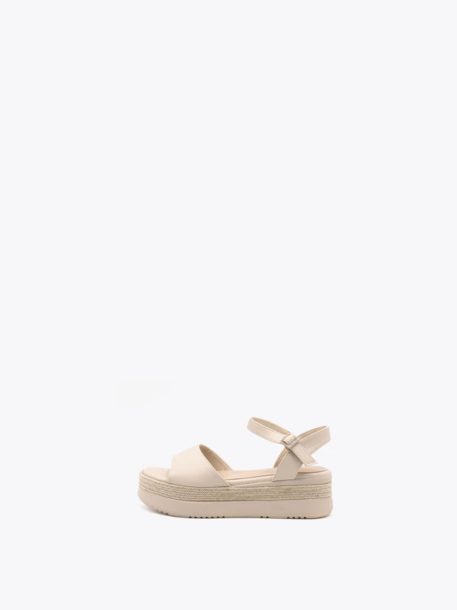 Platform Sandal Leather Straps Ankle Buckle Espadrille Sole for Everyday Comfort