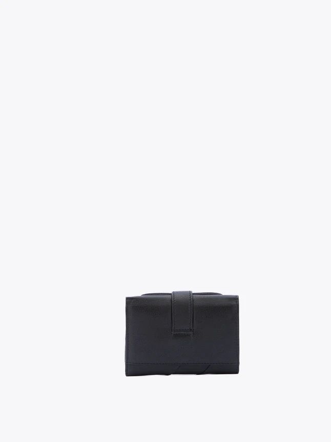 Minimalist Leather Wallet Clutch with Strap for Daily Essentials Card Holder